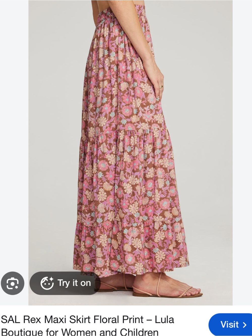 Max Studio Lula Boutique Sari Rex Maxi Skirt Floral Maxi Skirt in Red Size Small